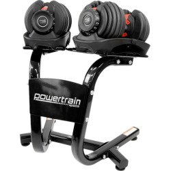 Set of 2 Powertrain 48kg Adjustable Dumbbells with Stand Colour: Orange