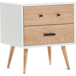 White & Oak Macy 2 Drawer Side Table