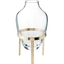 Medium Clear Adorn Glass Vase with Stand Stand Finish: Matte Brass