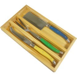 Andre Aubrac Laguiole 3 Piece Cheese Set in Multi Colour: Yellow/Green/Blue