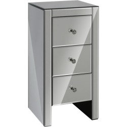 Grey Georgia 3 Drawer Glass Bedside Table