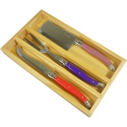 Andre Aubrac Laguiole 3 Piece Cheese Set in Multi Colour: Red/Purple/Pink