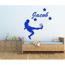Personalised Name with Football Player Wall Sticker Colour: White