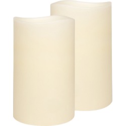 Set of 2 Duo Everyday Neutrals LED Wax Pillars with Timer Colour: Classic Ivory, Size: Medium