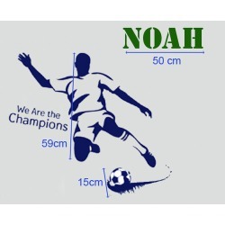 Personalised Name with Soccer Player and Soccer Wall Sticker Set Name Colour: Green