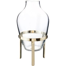 Medium Clear Adorn Glass Vase with Stand Stand Finish: Brass