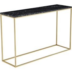 Black Siena Marble Console Table Frame Finish: Brass
