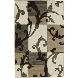 Squares and Vines Rug Beige Cream