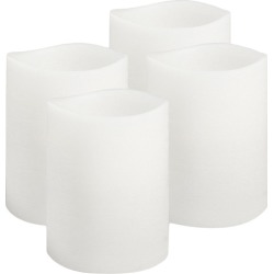 Set of 4 Everyday Neutrals LED Wax Pillars with Timer Size: Small, Colour: Nordic White
