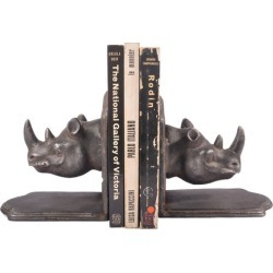 Set of 2 Black Rhino Bookends
