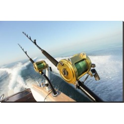 Stretched Canvas Print: Big Game Fishing Reels & Rods, 36x54in.