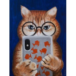 Giclee Painting: Paris' Instagram Cat, 48x36in.