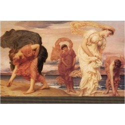 Giclee Painting: Leighton's Greek Girls Picking up Pebbles, 20x28in.
