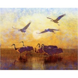 Giclee Painting: Vest's Sunrise Cranes, 30x40in. found on Bargain Bro from Allposters.com for USD $59.28