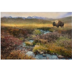 Giclee Painting: Vest's Bison and Creek, 9x12in. found on Bargain Bro from Allposters.com for USD $25.08