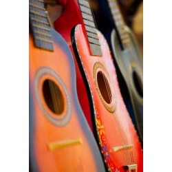 Premium Photographic Print: USA, California, Los Angeles, small guitars on display in market by Merrill Images: 36x24in