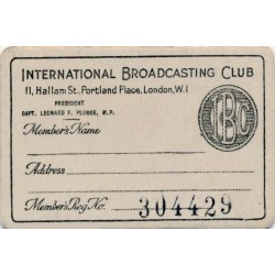 Giclee Print: 'International Broadcasting Club: Membership card', c1930s: 18x12in