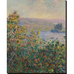Stretched Canvas Print: Flower Beds at Vetheuil, 1881 by Claude Monet: 28x22in found on Bargain Bro Philippines from Art.com for $110.00