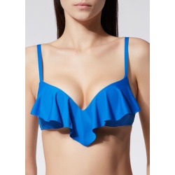 Top Biquíni Super Push Up Babado Indonesia - Azul P