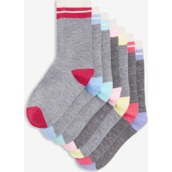 Joe Fresh Kid Girls' 7 Pack Socks, Multi (Size 11-2)