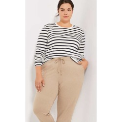 Joe Fresh Women+ Stripe Tee, Navy (Size 1X)