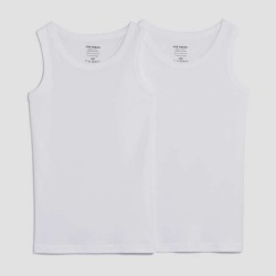 Joe Fresh Kid Boys' 2 Pack Undershirt Tanks, White (Size S)
