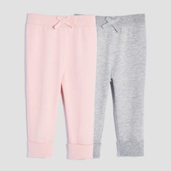 Joe Fresh Baby Girls' 2 Pack Pant, Light Grey Mix (Size 3-6)