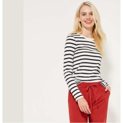 Joe Fresh Women's Stripe Tee, Navy (Size S)
