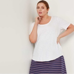 Joe Fresh Women+ Slub Knit Tee, White (Size 1X)
