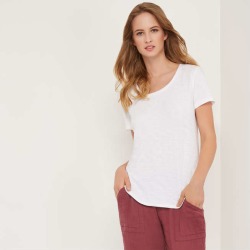 Joe Fresh Women's Slub Knit Tee, White (Size L)