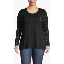 Lane Bryant Women's Mixed Print Pocket Tee 22/24 Black
