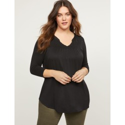 Lane Bryant Women's Shirred Swing Tee 14/16 Black