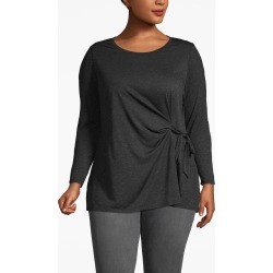 Lane Bryant Women's Heathered Tie-Front Tunic Top 22/24 Charcoal With Silver