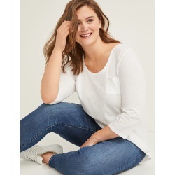 Lane Bryant Women's 3/4-Sleeve Pocket Tee 22/24 White