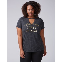 Lane Bryant Women's Champagne State Of Mind Graphic Choker Tee 14/16 Black