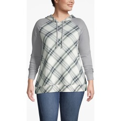 Lane Bryant Women's Mixed Print Hoodie 14/16 Cream Springtime Plaid
