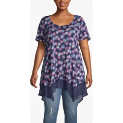Lane Bryant Women's Chiffon Sharkbite Hem Tunic Tee 14/16 Firework Cascade