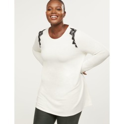 Lane Bryant Women's Softest Touch Lace-Shoulder Swing Tunic 14/16 Cream