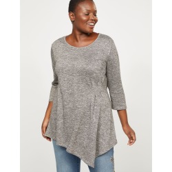 Lane Bryant Women's Asymmetrical Knit Tunic Top 14/16 Champagne