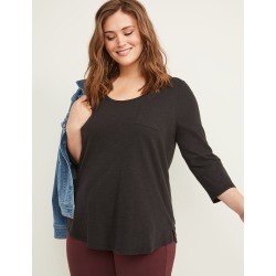 Lane Bryant Women's 3/4-Sleeve Pocket Tee 22/24 Black