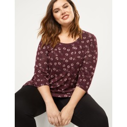 Lane Bryant Women's Softest Touch 3/4-Sleeve Pocket Tee 14/16 Winetasting Floral