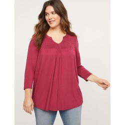 Lane Bryant Women's Shirred Swing Tee 14/16 Wine