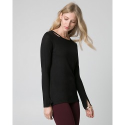 Le Chateau Womens - Jersey Scoop Neck Top in Black Size XS Polyester