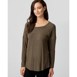 Le Chateau Womens - Cut & Sew Knit Crew Neck Top in Khaki Size XS Polyester/Viscose