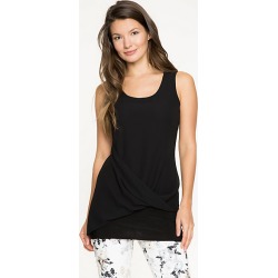 Le Chateau Womens - Chiffon & Knit Combo Round Neck Top in Black Size XS Polyester