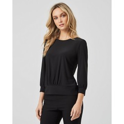 Le Chateau Womens - Knit Crew Neck Top in Black Size XS Polyester