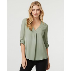 Le Chateau Womens - V-Neck Tunic Blouse in Celery Size XS Polyester/Viscose