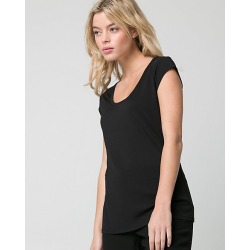 Le Chateau Womens - Brushed Jersey Scoop Neck Top in Black Size XS Polyester