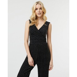 Le Chateau Womens - Metallic Knit Wide Leg Jumpsuit Size Small Nylon
