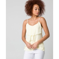 Le Chateau Womens - Chiffon Ruffle Camisole Top in Soft Yellow Size Large Polyester